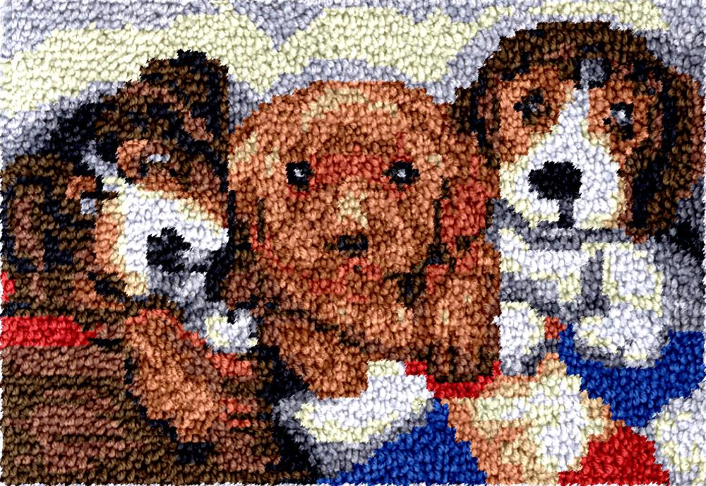 Printed Embroidery Kit - large Latch hook Rug kit DIY