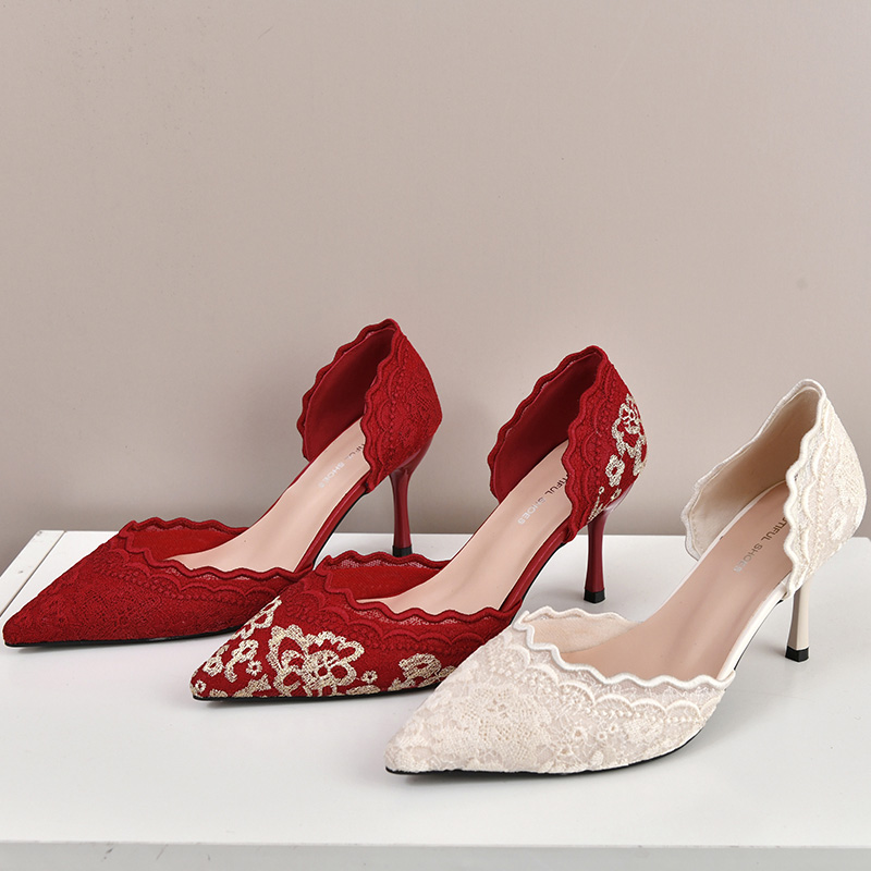 Embroidery Design - Luxury Red White Lace Embroidery High