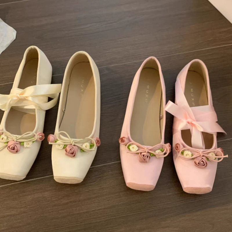 Women Flats Bow Marie Janes Sh - Embroidery Design recension och pris