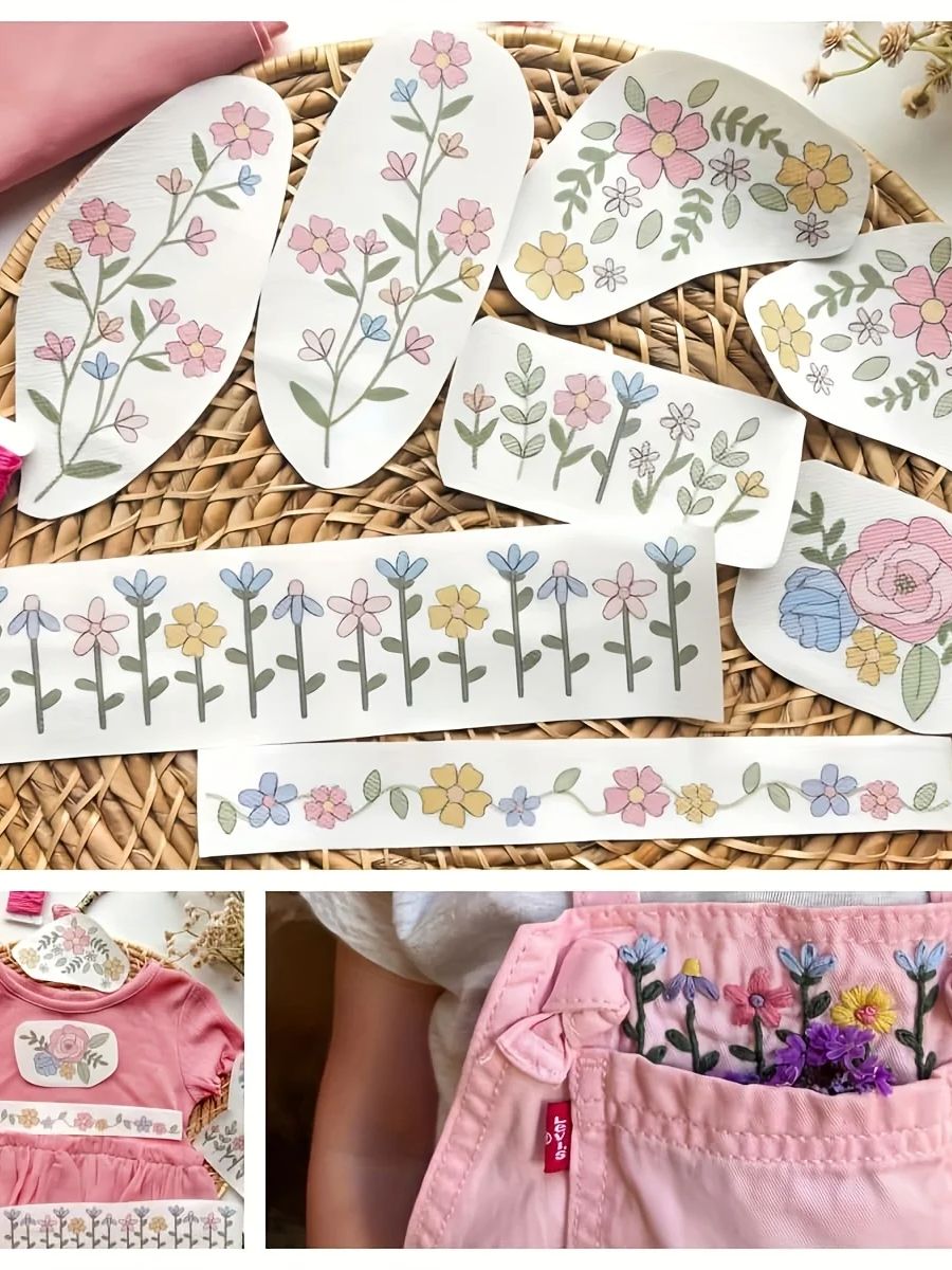 1 Set of 8pcs Colorful Graphic - Printed Embroidery Kit recension och pris