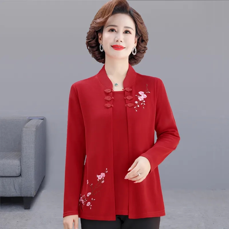 Middle-Aged Women Embroidery C - Embroidery Cardigan recension och pris