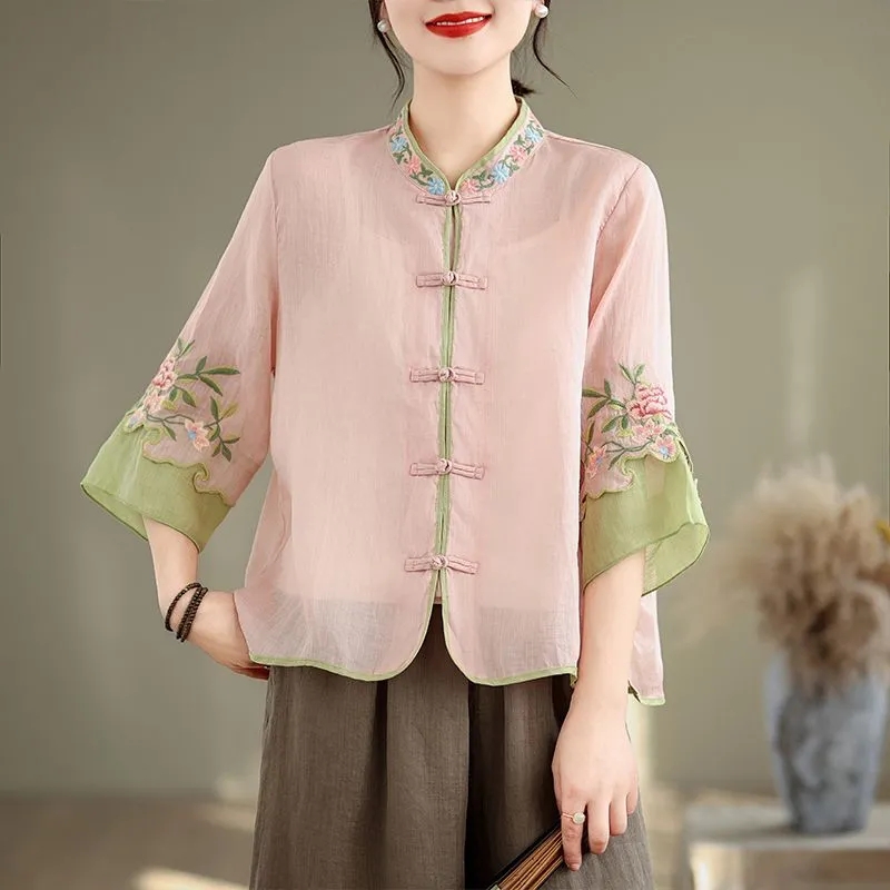 Summer Cotton And Hemp Art Ret - Embroidery Cardigan recension och pris