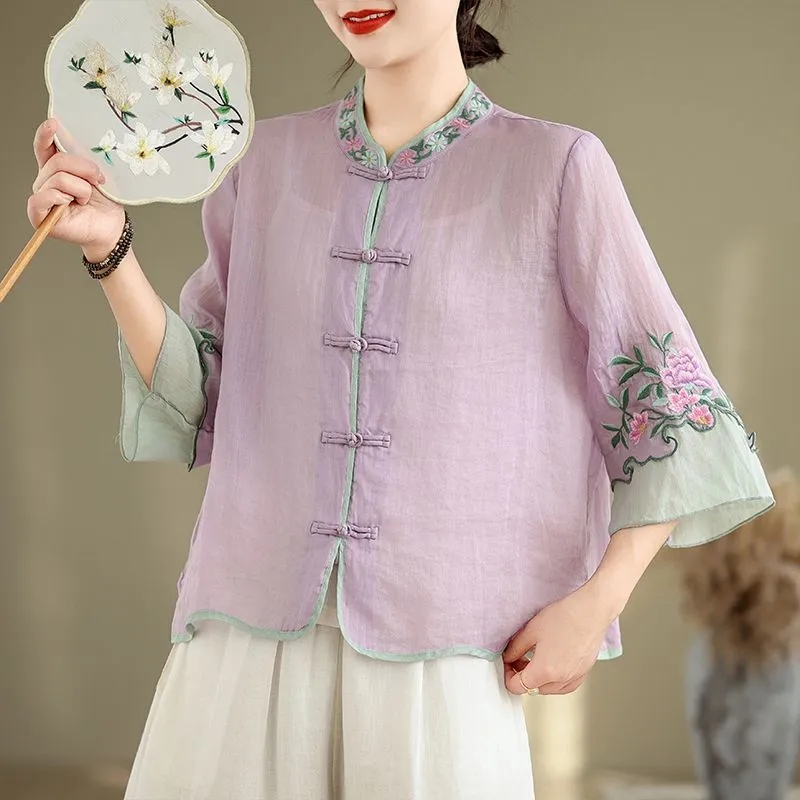 Summer Cotton And Hemp Art Ret - Embroidery Cardigan recension och pris