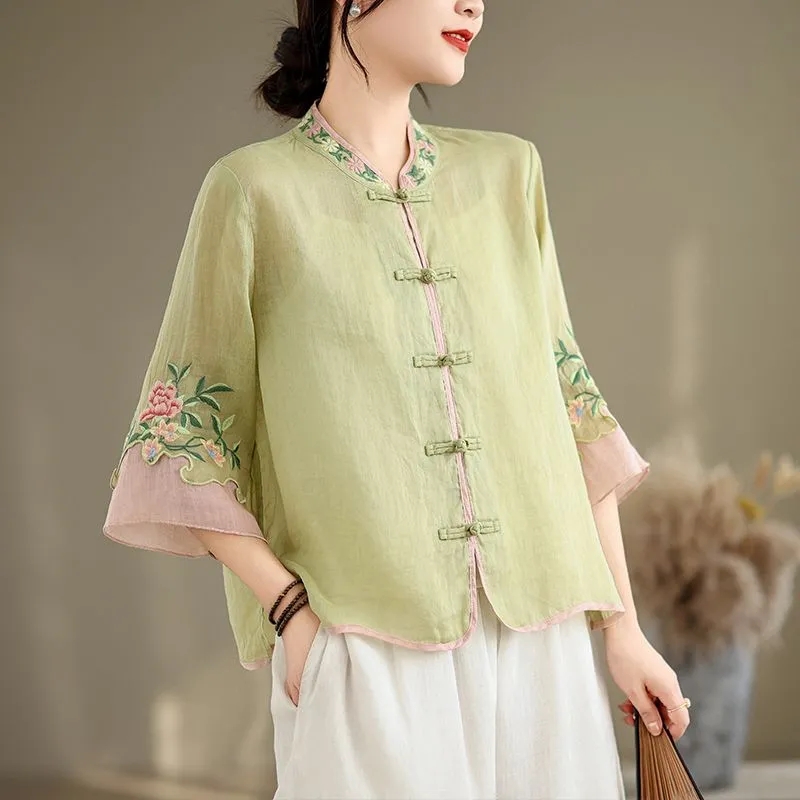 Summer Cotton And Hemp Art Ret - Embroidery Cardigan recension och pris