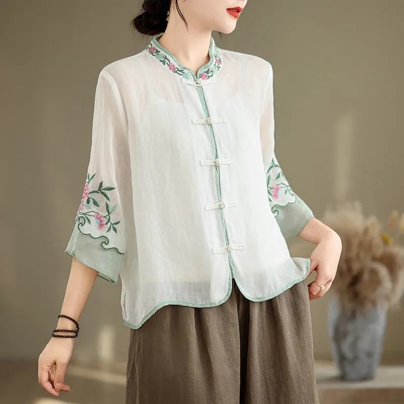 Summer Cotton And Hemp Art Ret - Embroidery Cardigan recension och pris