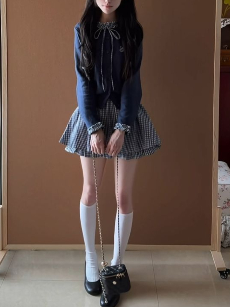 Japanese Preppy Sweet 2 Piece  - Embroidery Cardigan recension och pris