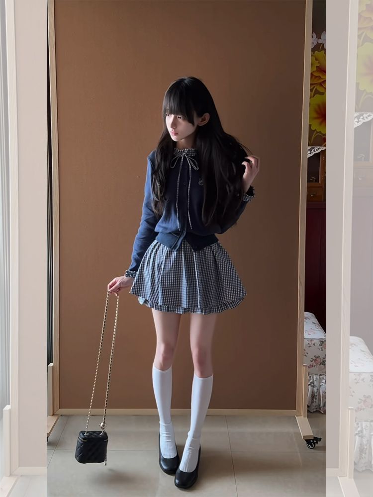 Japanese Preppy Sweet 2 Piece  - Embroidery Cardigan recension och pris