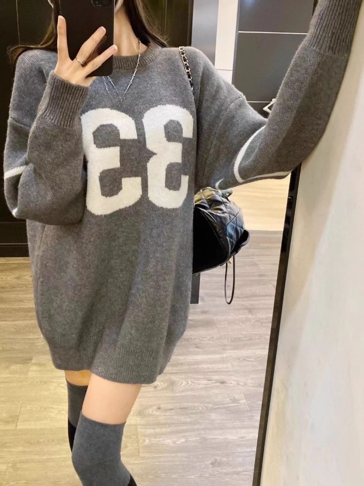 Y2K Vintage Knitted Sweater Wo - Embroidery Origin recension och pris