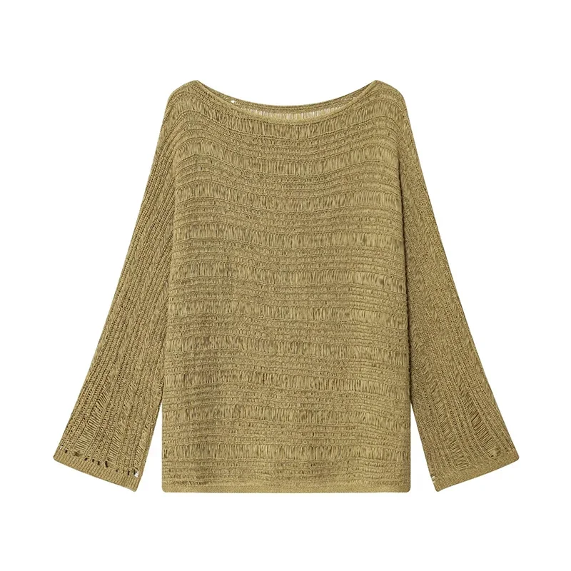 Vintage Boat Neck Knit Sweater - Embroidery Origin recension och pris