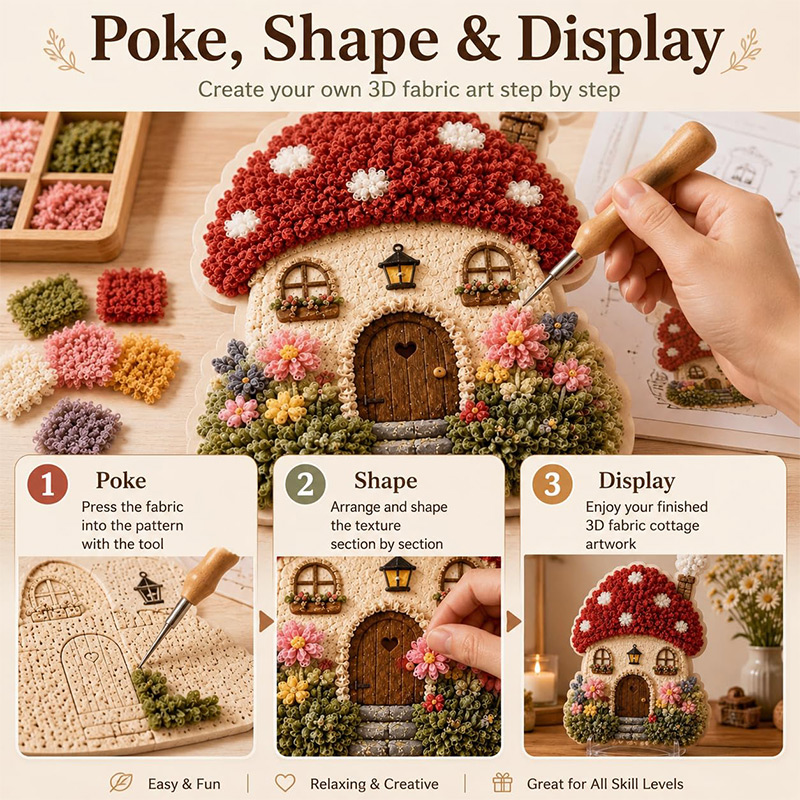 3D Mushroom House Poke Art DIY - Embroidery Origin recension och pris