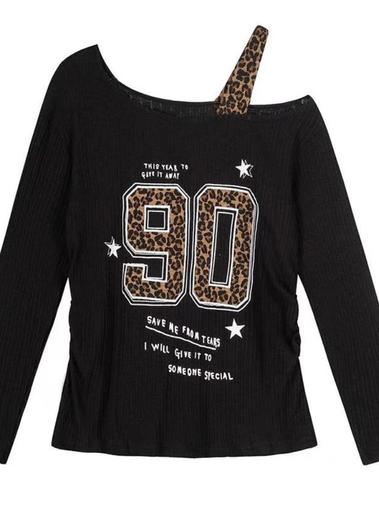 Y2K Patchwork Leopard Print T- - Embroidery Origin recension och pris