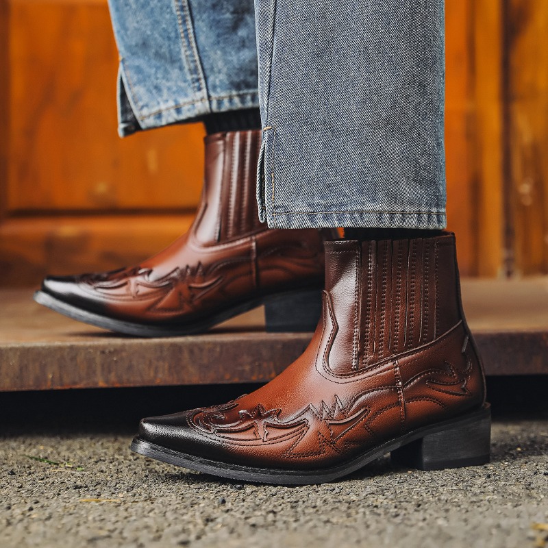 Mens Western Cowboy Boots Hand - Embroidery Design recension och pris