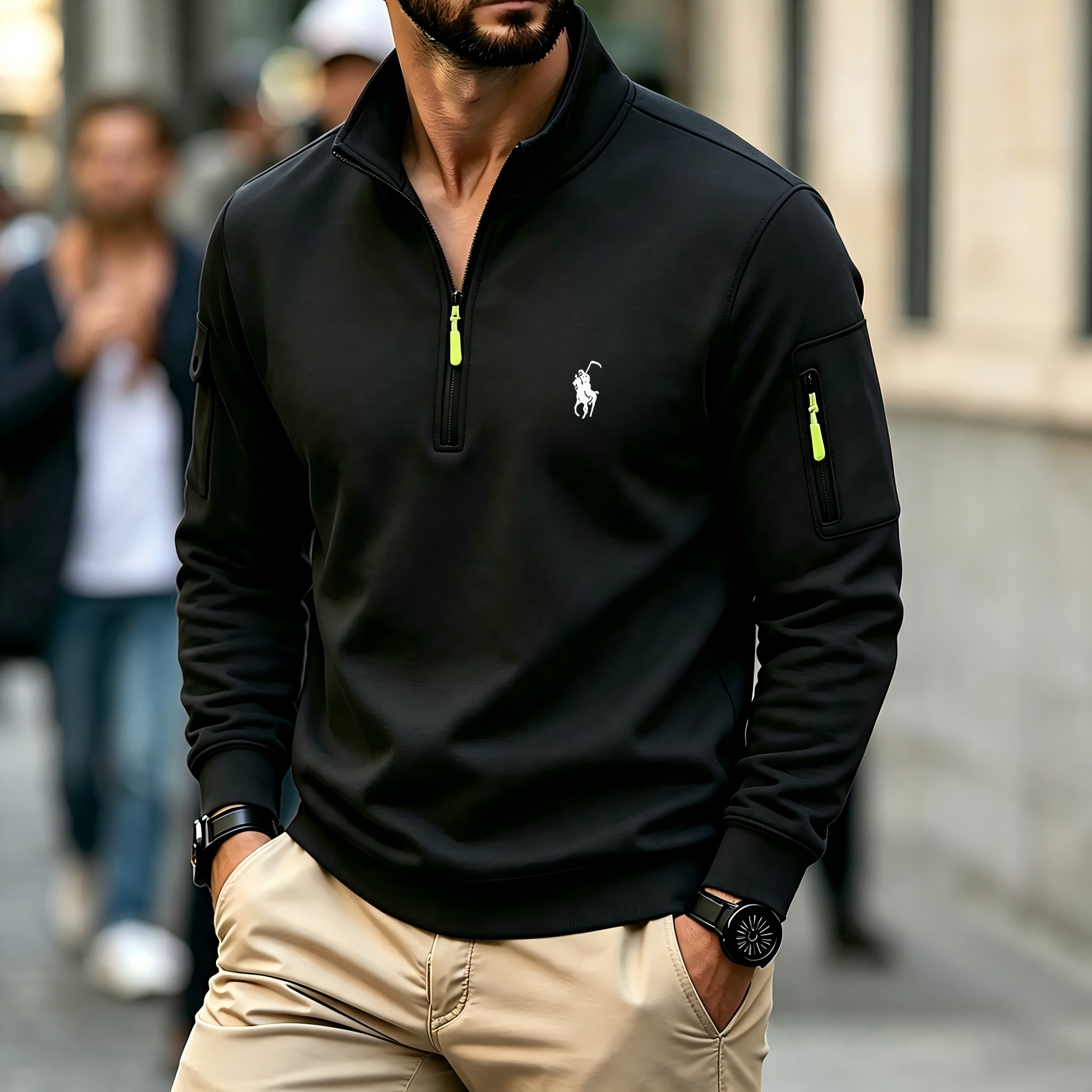 Men's Contrasting Half-Zip Sta - Embroidery Design recension och pris