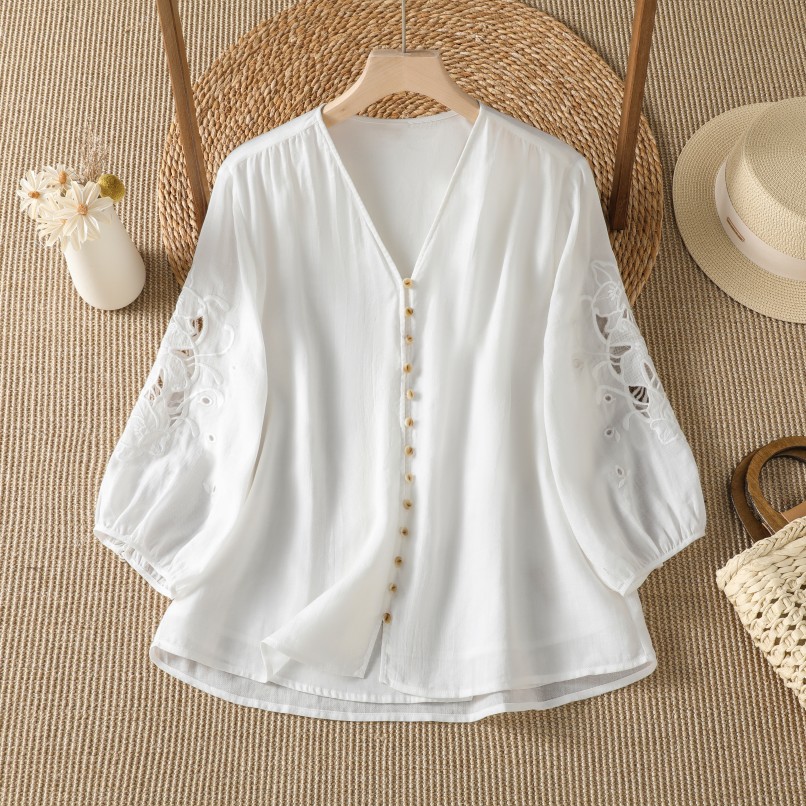 Design Casual Cotton Linen Hol - Embroidery Cardigan recension och pris