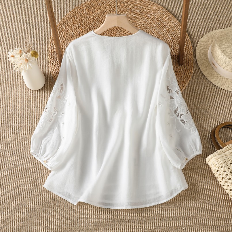 Design Casual Cotton Linen Hol - Embroidery Cardigan recension och pris