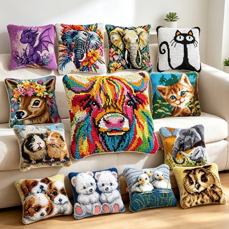 Dog Cat Dinosaur Cow Animal La - Printed Embroidery Kit recension och pris