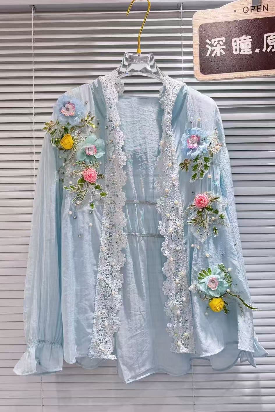 Breathable Cotton Blended Whit - Embroidery Cardigan recension och pris